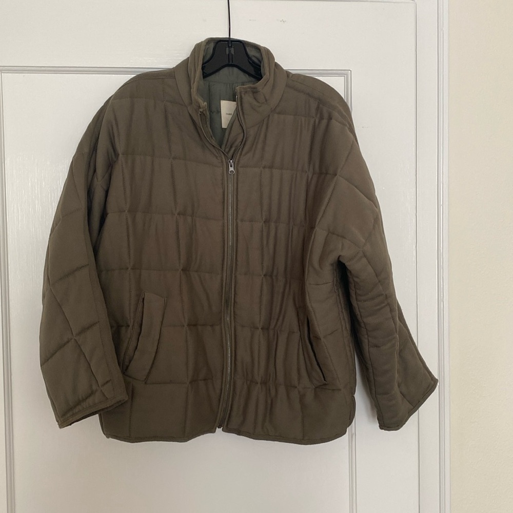 Thread and supply olive green quilted jacket
